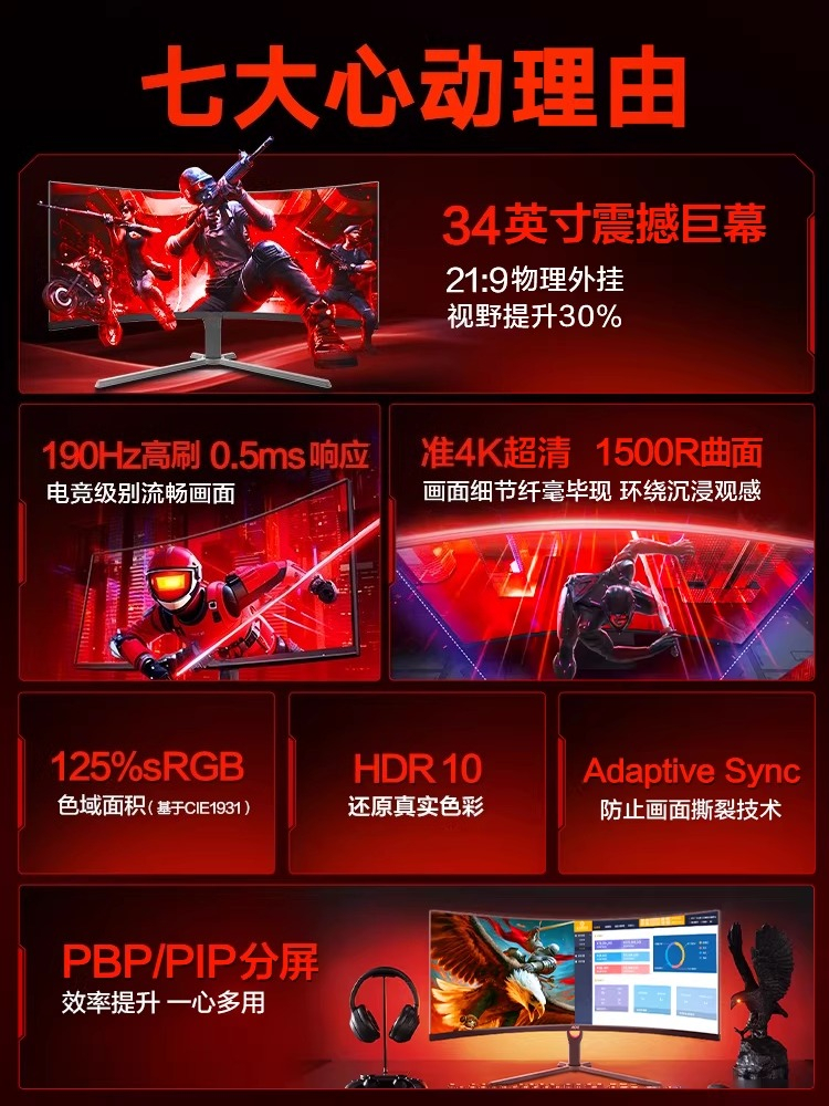 With fish screen monitor 34 in - огляд і ціна Esports Gaming Monitor
