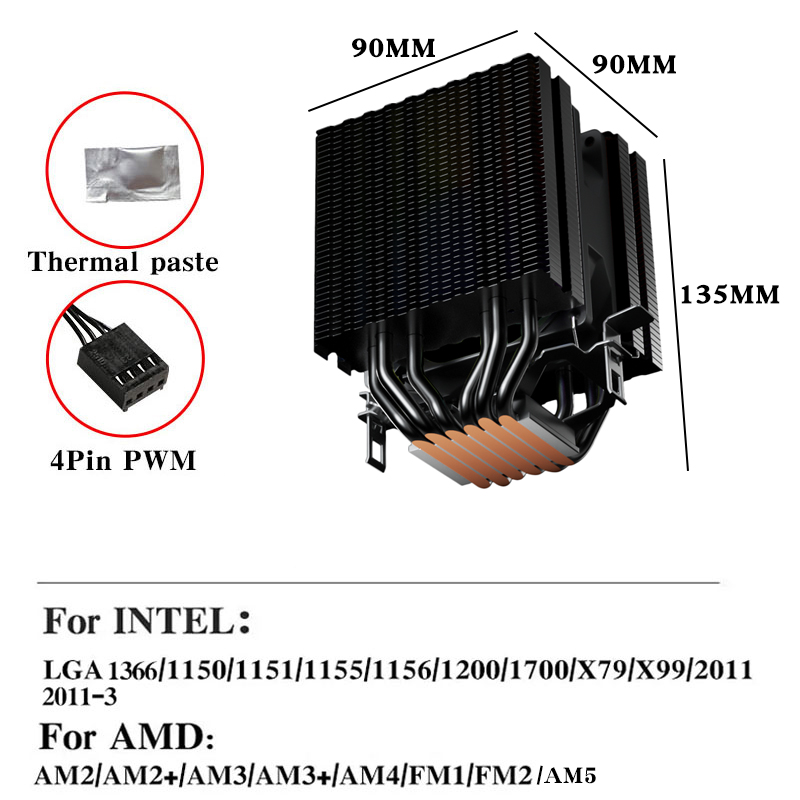 6 Heat Pipes CPU Air Cooler 4  - огляд і ціна Esports Gaming Fan